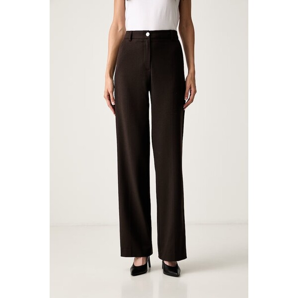 Morgan spodnie straight damskie  brązowe high waist PCHOC.F