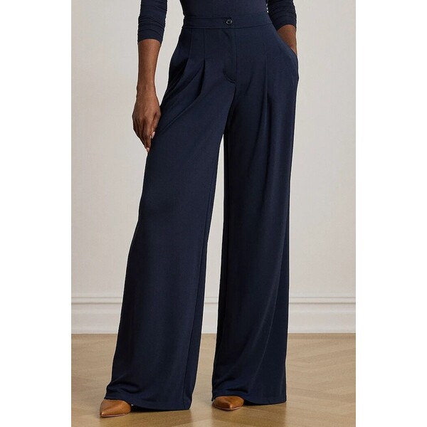 Lauren Ralph Lauren spodnie wide leg damskie  granatowe high waist 200980217