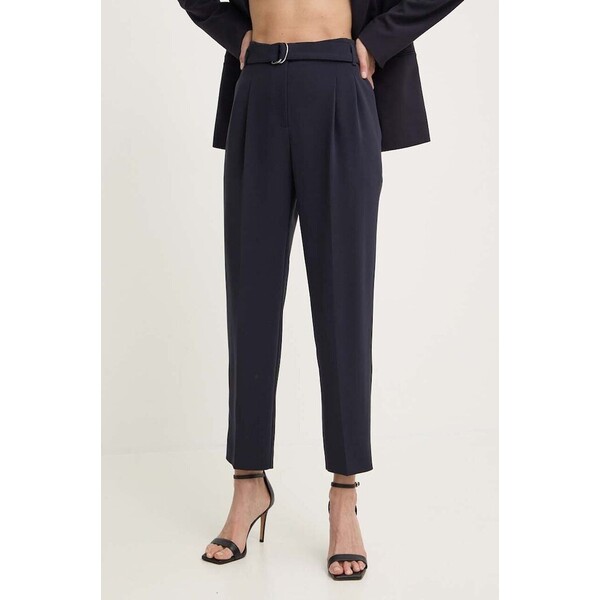 BOSS spodnie Tapiah  damskie kolor granatowy proste high waist 50490037