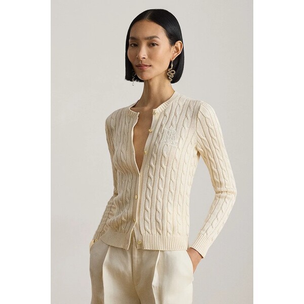 Lauren Ralph Lauren kardigan damski z bawełną  beżowy 200P14040
