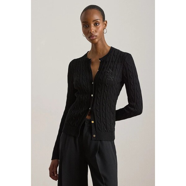 Lauren Ralph Lauren kardigan damski z bawełną  czarny 200P14040