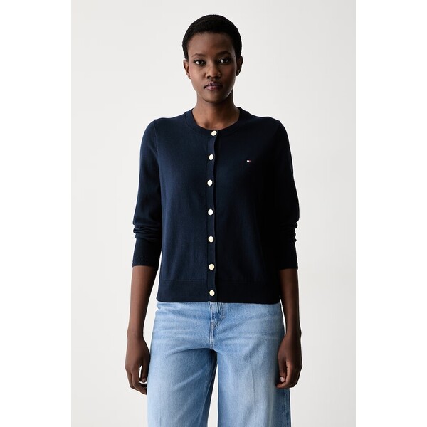 Tommy Hilfiger kardigan damski z bawełną  niebieski WW0WW42370