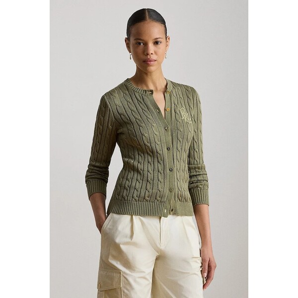 Lauren Ralph Lauren kardigan damski z bawełną  zielony 200P14040