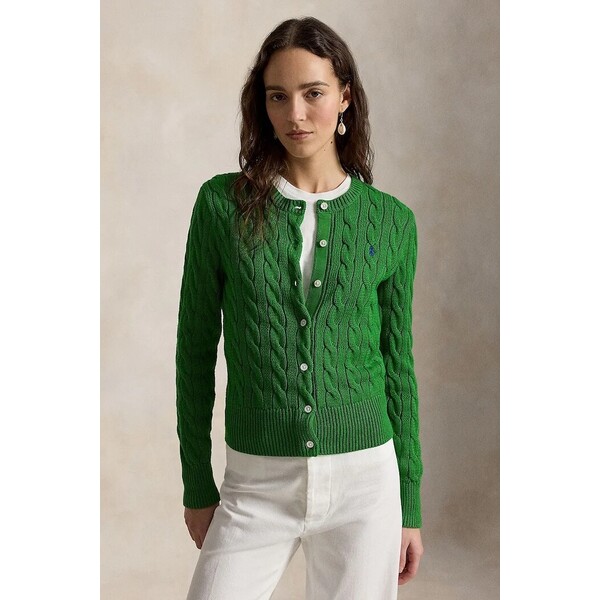 Polo Ralph Lauren kardigan damski bawełniany  zielony 211971868