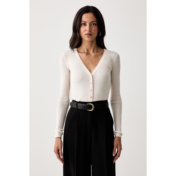 Elisabetta Franchi kardigan damski z wełną  beżowy MK16B66E2