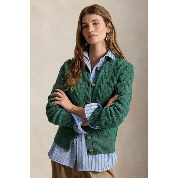 Polo Ralph Lauren kardigan damski wełniany  zielony 211972104