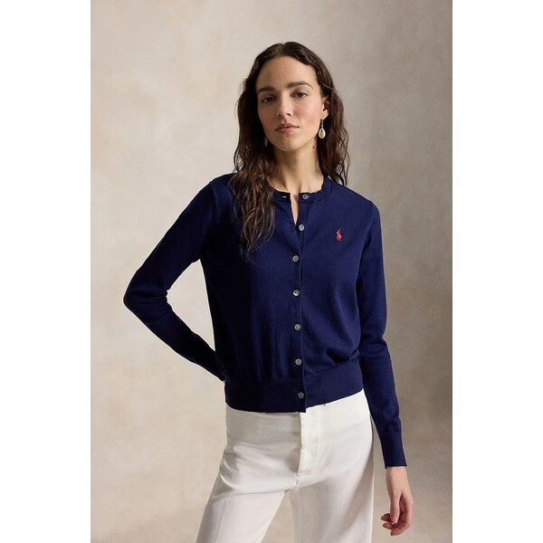 Polo Ralph Lauren kardigan damski z bawełną  granatowy 211971871