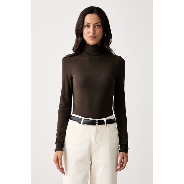 Marc O'Polo longsleeve damski z modalem  brązowy 5000012921