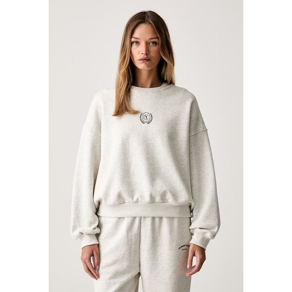 Le Privé bluza damska bawełniana VARSITY CREWNECK  szara LP00703