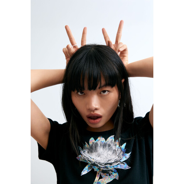Desigual T-shirt z Nadrukiem Kwiatowym 26WWTKXI2000