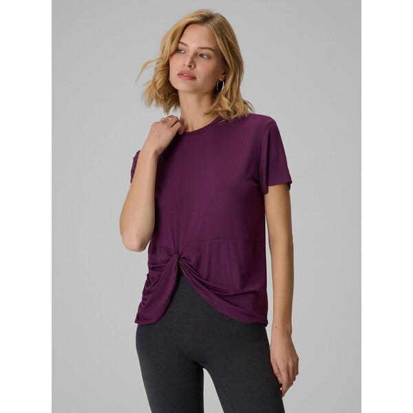 4F T-shirt regular z marszczeniem i modalem damski - fioletowy 4FRAW26TTSHF4632-50S