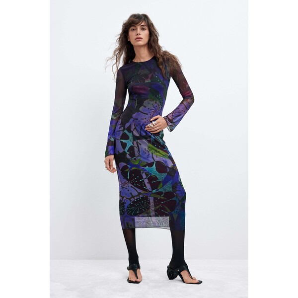 Desigual Sukienka z tiulu w nadruk M. C. Lacroix 26WWVK015025