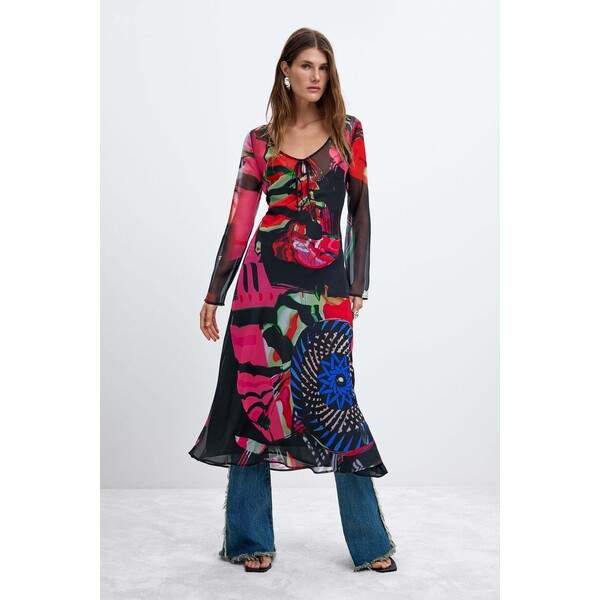 Desigual Sukienka w nadruk z długim rękawem M. C. Lacroix 26WWVW282000