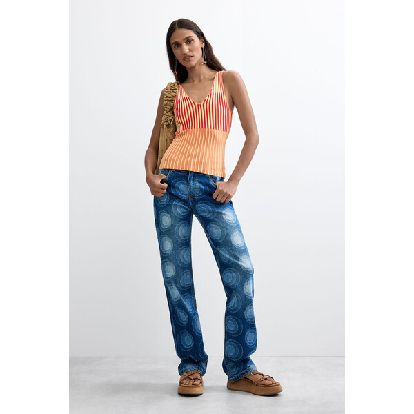 Desigual Dżinsowe spodnie slim we wzór 26WWDD235053