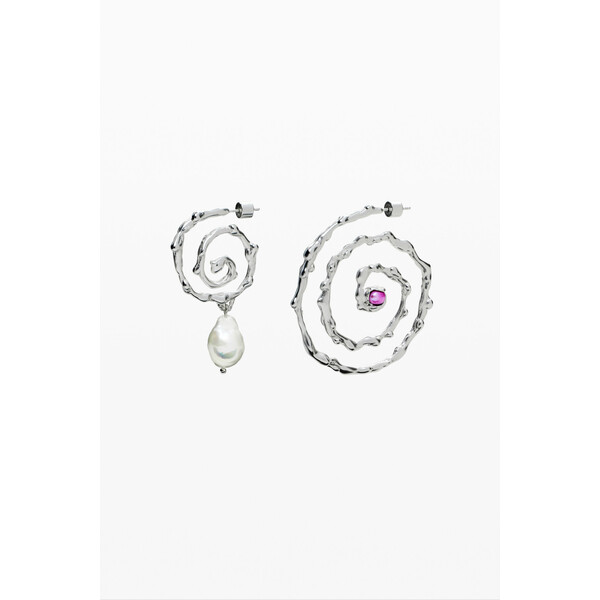 Desigual Kolczyki spiralne nieregularne srebrne Zalio 25SAGO382004U
