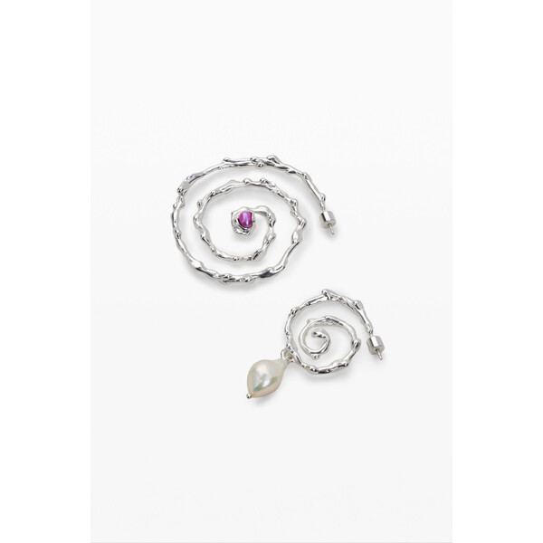 Desigual Kolczyki spiralne nieregularne srebrne Zalio 25SAGO382004U