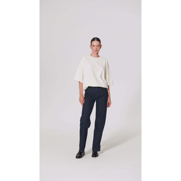 Le Brand T-shirt oversize w kolorze ecru - Weston weston-ecru-os