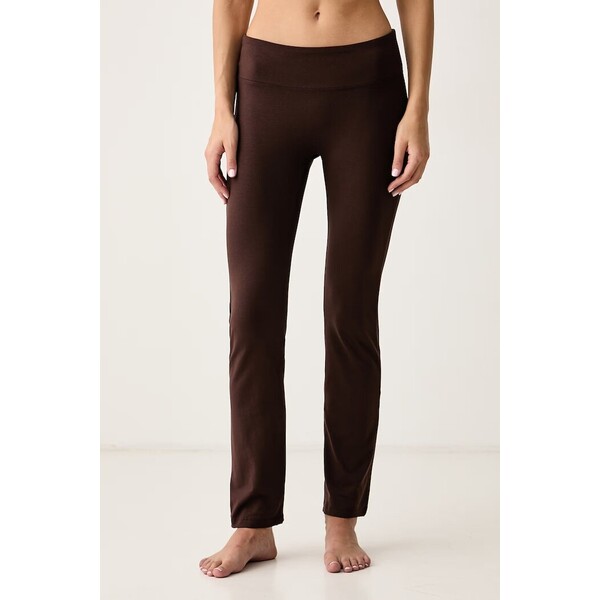 Casall legginsy do jogi damskie z bawełną Sublime  brązowe low waist 26252