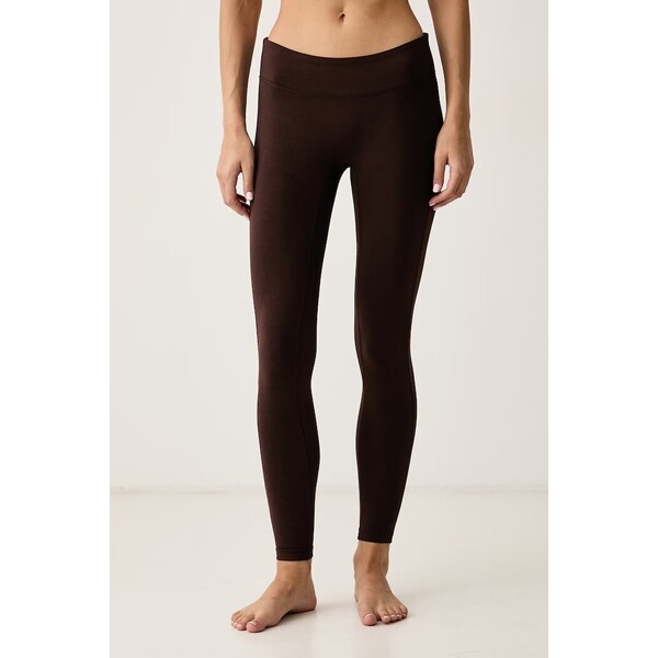 Casall legginsy do jogi damskie z bawełną Sublime  brązowe low waist 26253