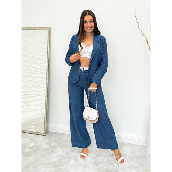 Rose Boutique Niebieskie szerokie spodnie jeansowe Donna