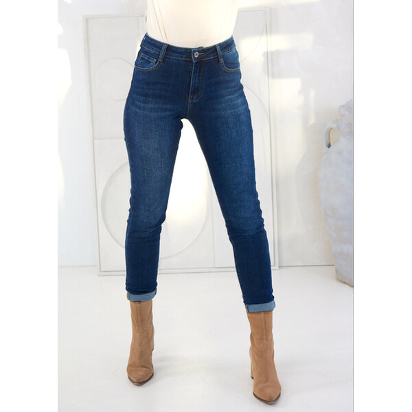 Rose Boutique Granatowe klasyczne spodnie jeansowe