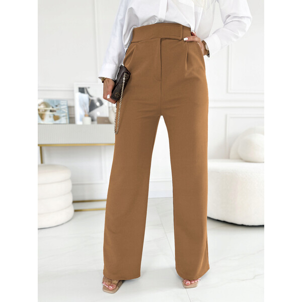 Rose Boutique Camel spodnie z szeroką nogawką
