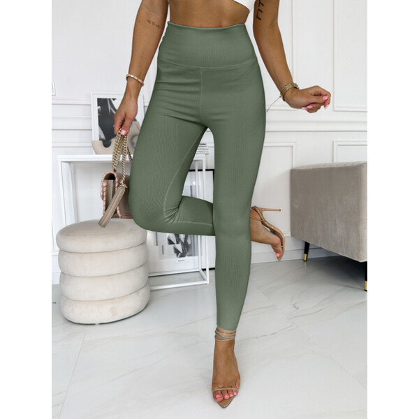Rose Boutique Khaki prążkowane legginsy