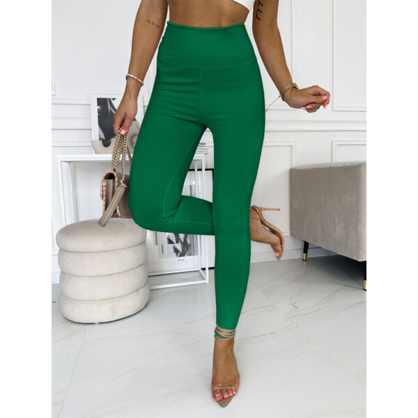 Rose Boutique Zielone prążkowane legginsy