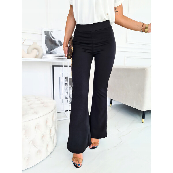 Rose Boutique Czarne prążkowane spodnie dzwony