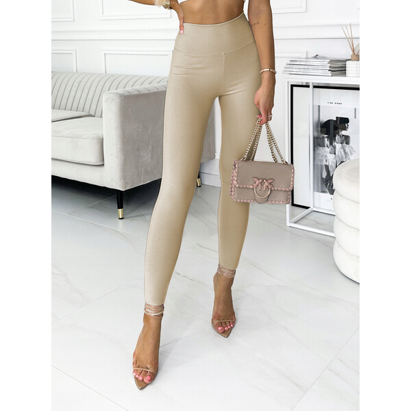 Rose Boutique Nude prążkowane legginsy z wysokim stanem