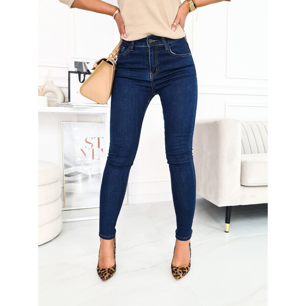 Rose Boutique Granatowe spodnie jeansowe rurki