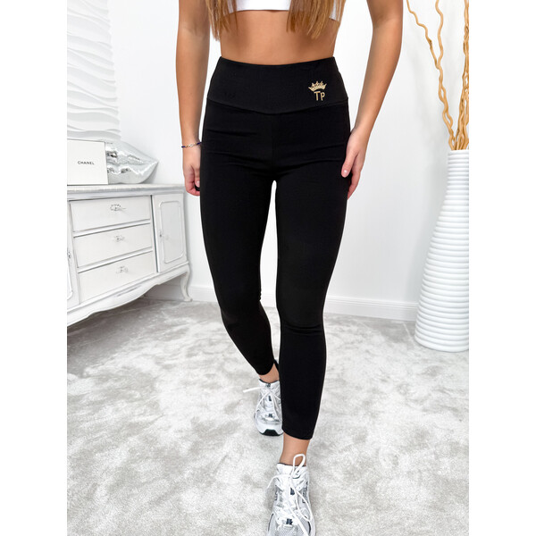 Rose Boutique Czarne ocieplane legginsy Crown