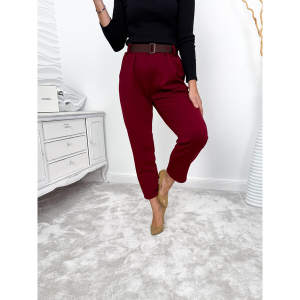 Rose Boutique Bordowe ocieplane spodnie masełko