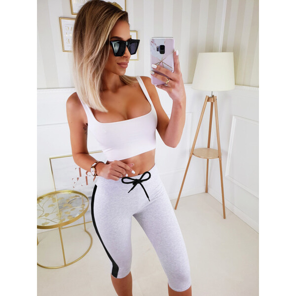 Rose Boutique Szare legginsy na 3/4 z lampasem