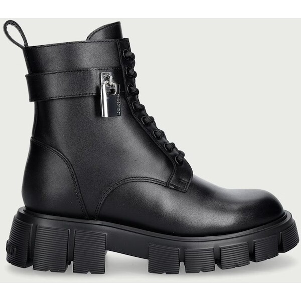 Love Moschino workery na platformie damskie skórzane  czarne JA24235G0PIA0000