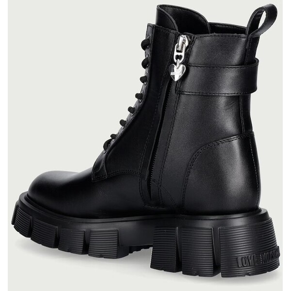 Love Moschino workery na platformie damskie skórzane  czarne JA24235G0PIA0000