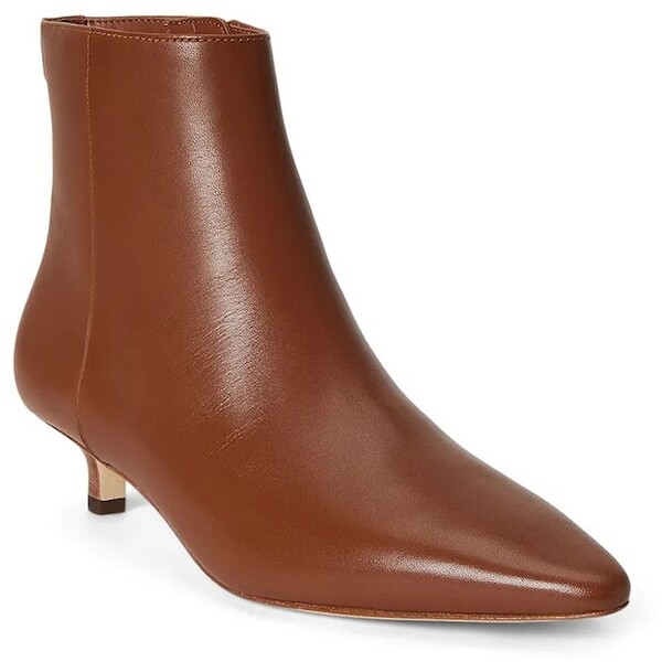 Lauren Ralph Lauren botki na szpilce damskie skórzane Frncsa Bt Hl  brązowe 802P15721002 802P15721002.200