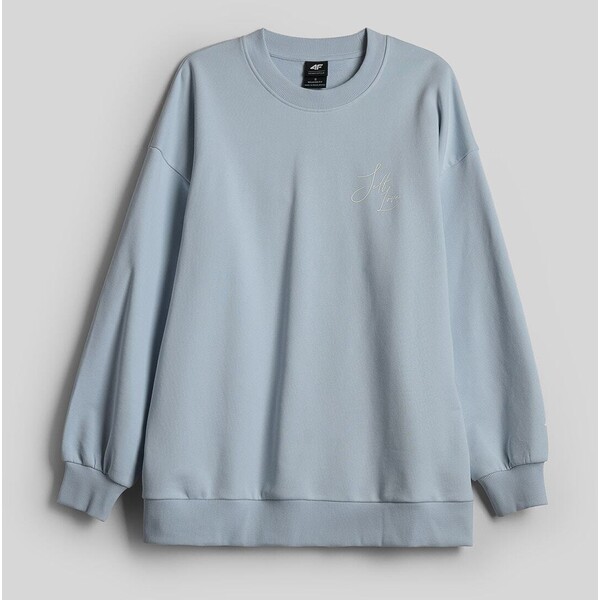 4F Bluza dresowa relaxed bez kaptura damska - niebieska 4FRAW26TSWSF3291-34S