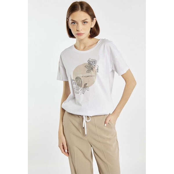Monnari T-shirt damski z wzorem 115268