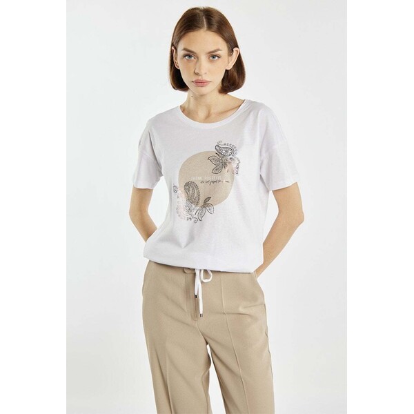 Monnari T-shirt damski z wzorem 115268