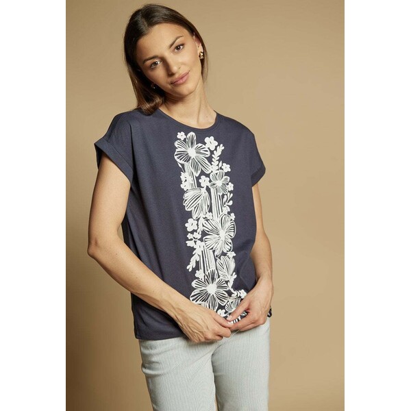 Monnari T-shirt damski z wzorem 119224