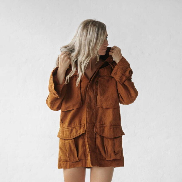 Seaside Tones Lniana kurtka musztardowa