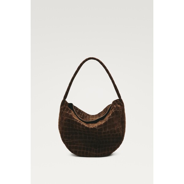 Massimo Dutti Mała torebka slouch z zamszu 06970648-702