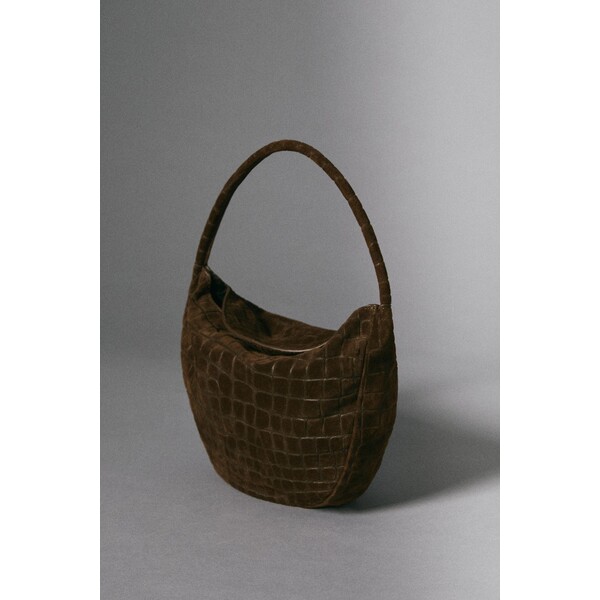 Massimo Dutti Mała torebka slouch z zamszu 06970648-702
