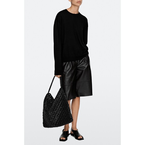 Massimo Dutti Pleciona torebka ze skóry nappa 06967606-800