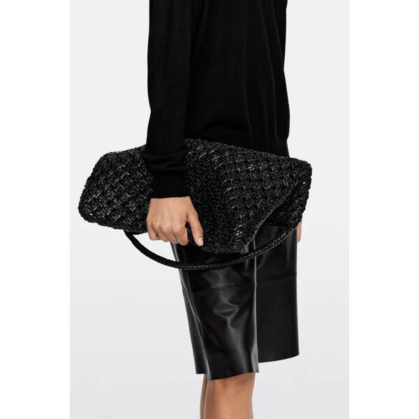 Massimo Dutti Pleciona torebka ze skóry nappa 06967606-800