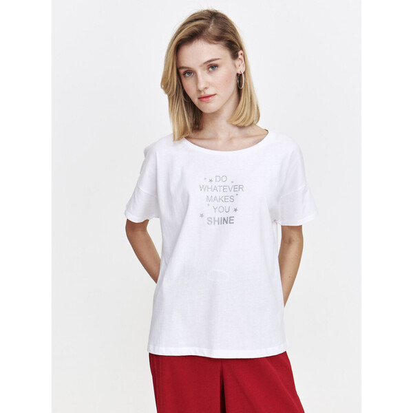 Top Secret T-shirt damski biały o luźnym fasonie TSKW24TOP634500X00