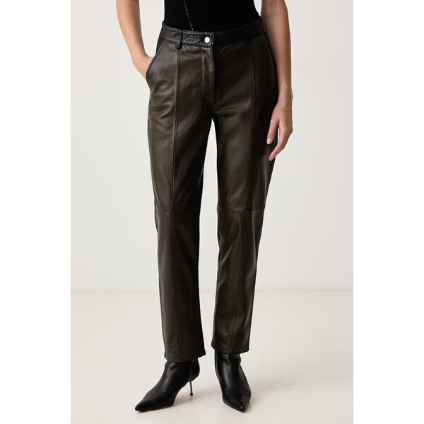 Max&Co. spodnie damskie skórzane FACELLA  brązowe high waist 2626436023200