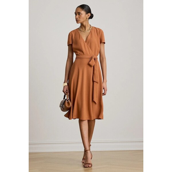 Lauren Ralph Lauren sukienka kopertowa  pomarańczowa gładka 200P13812
