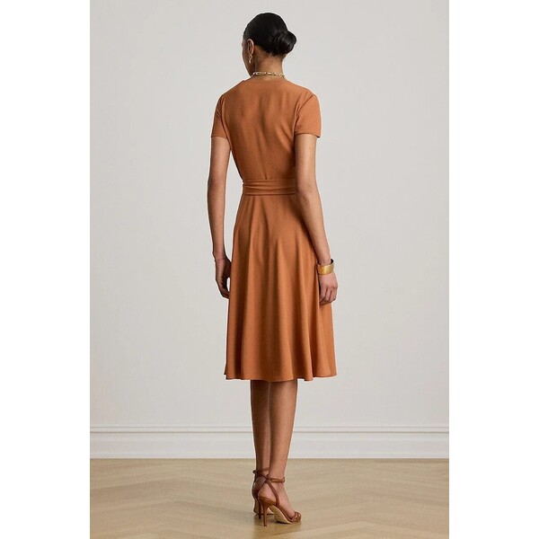 Lauren Ralph Lauren sukienka kopertowa  pomarańczowa gładka 200P13812